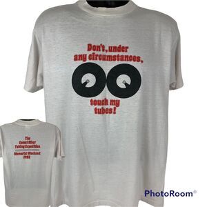 Vintage 80s Don't Touch My Tubes Comal River T Shirt Texas USA White L Large